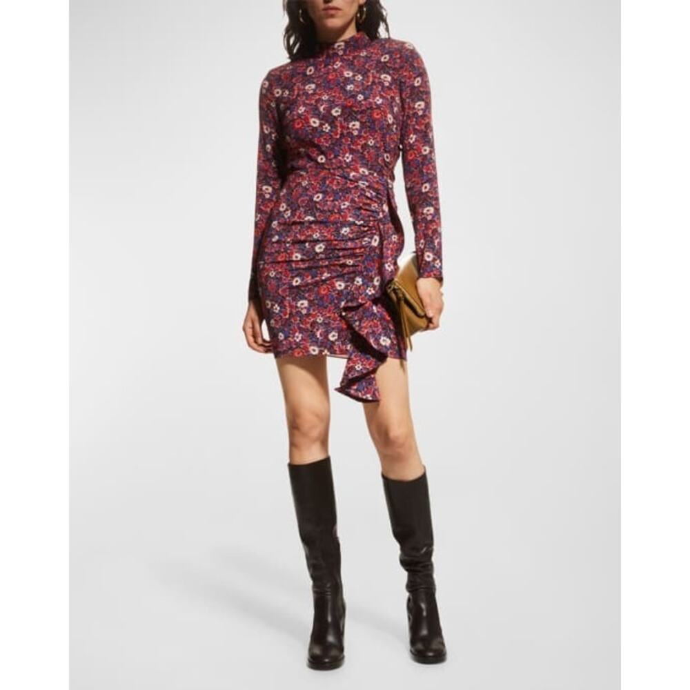 VERONICA BEARD Louella Floral-Print Stretch-Silk Mini Dress Size 16 NWT